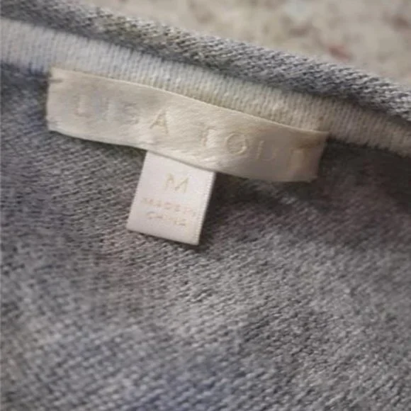 Womens Lisa Todd Gray Blue Hearts Cotton Cashmere Knit Sweater M - Picture 8 of 8